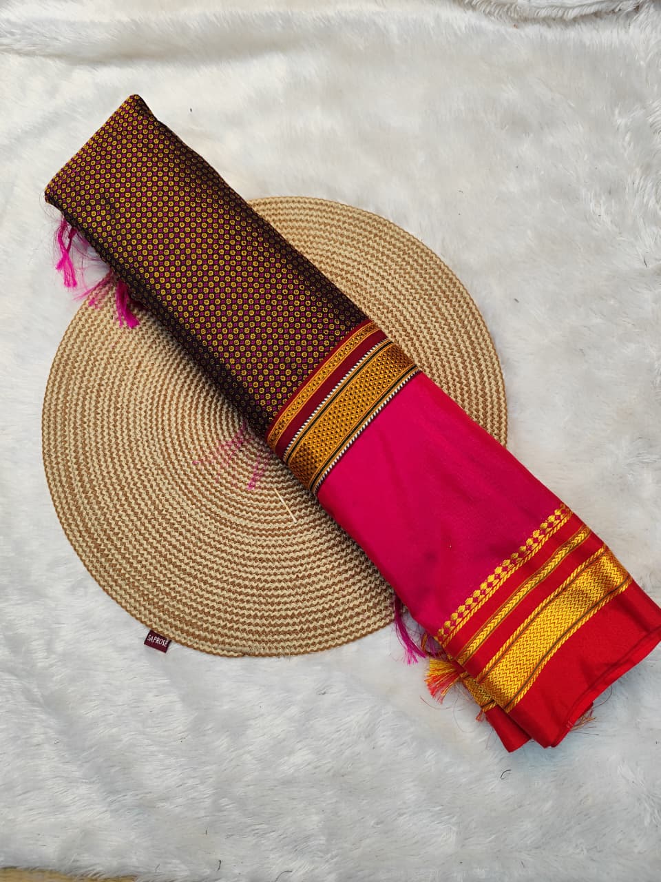 Exclusive Karnataka Ilkal Half & Half Saree in Mercerised Cotton with Thoda Paras Border & Tope Pallu