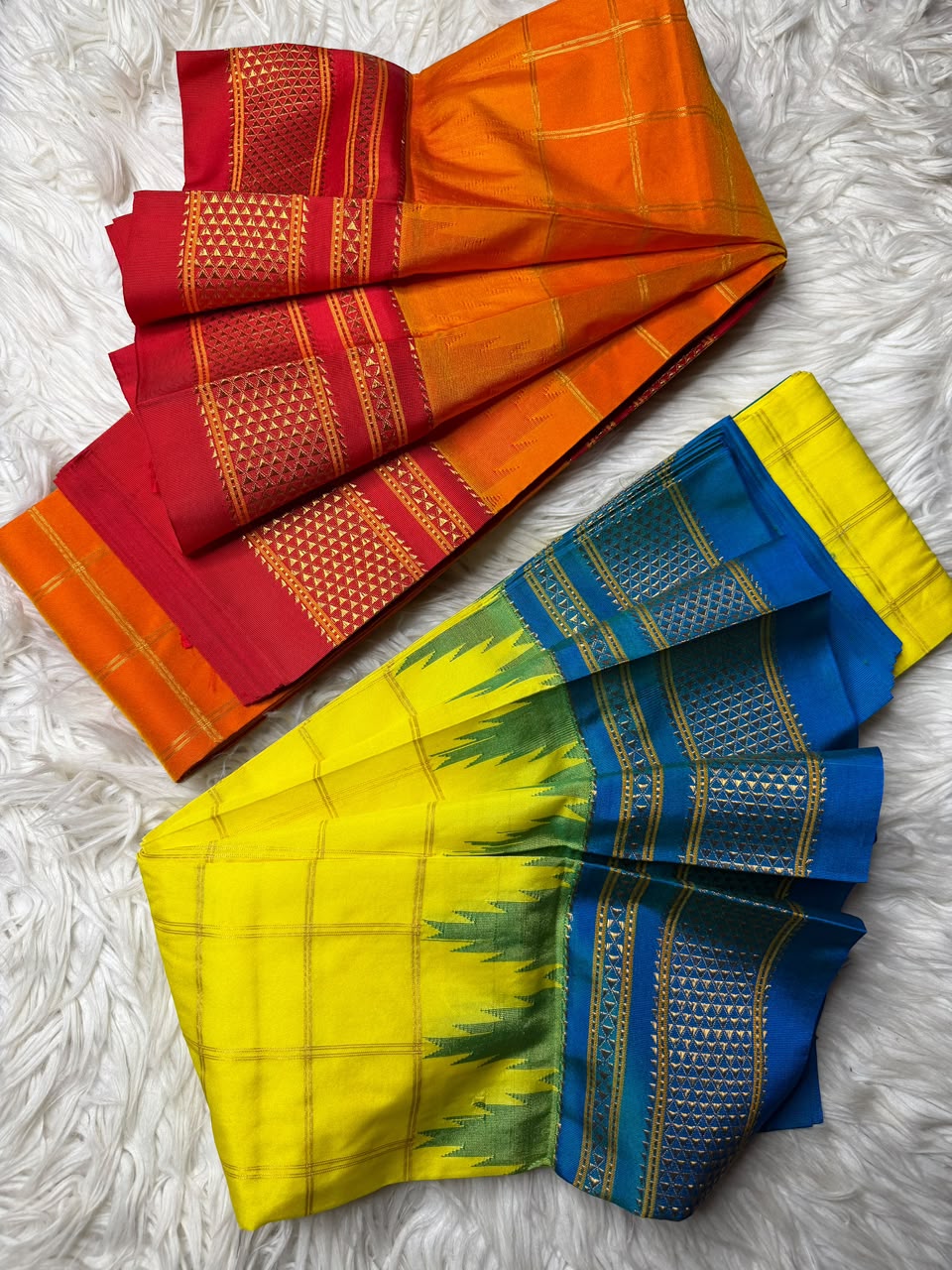 Authentic Karnataka Handloom Ilkal Mulberry Semi Silk Temple Border Saree | Pure Silk Tope Pallu