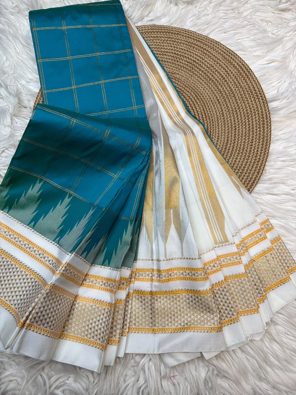 Authentic Karnataka Handloom Ilkal Mulberry Semi Silk Temple Border Saree | Pure Silk Tope Pallu