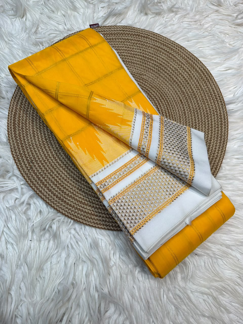 Authentic Karnataka Handloom Ilkal Mulberry Semi Silk Temple Border Saree | Pure Silk Tope Pallu