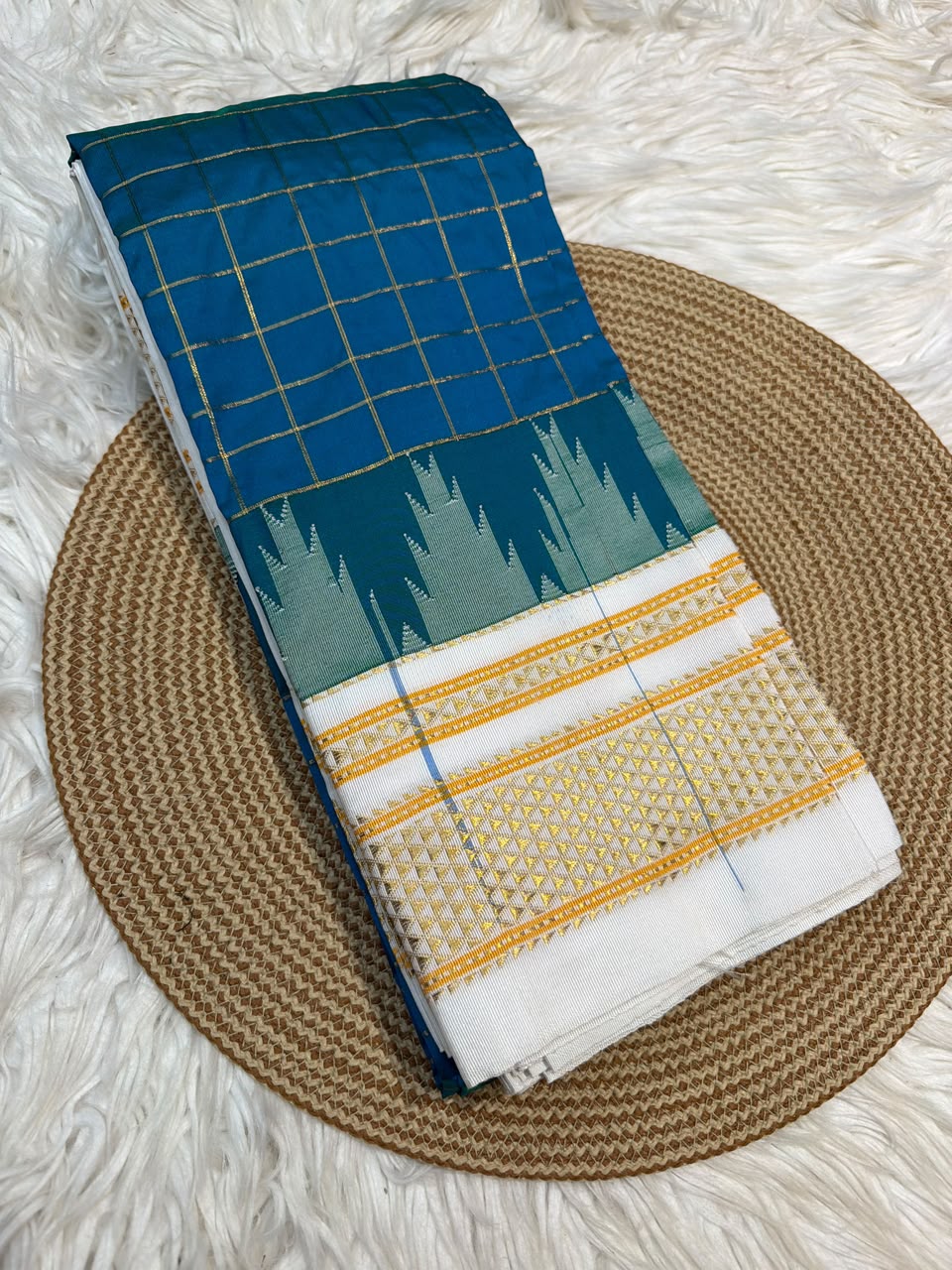 Authentic Karnataka Handloom Ilkal Mulberry Semi Silk Temple Border Saree | Pure Silk Tope Pallu