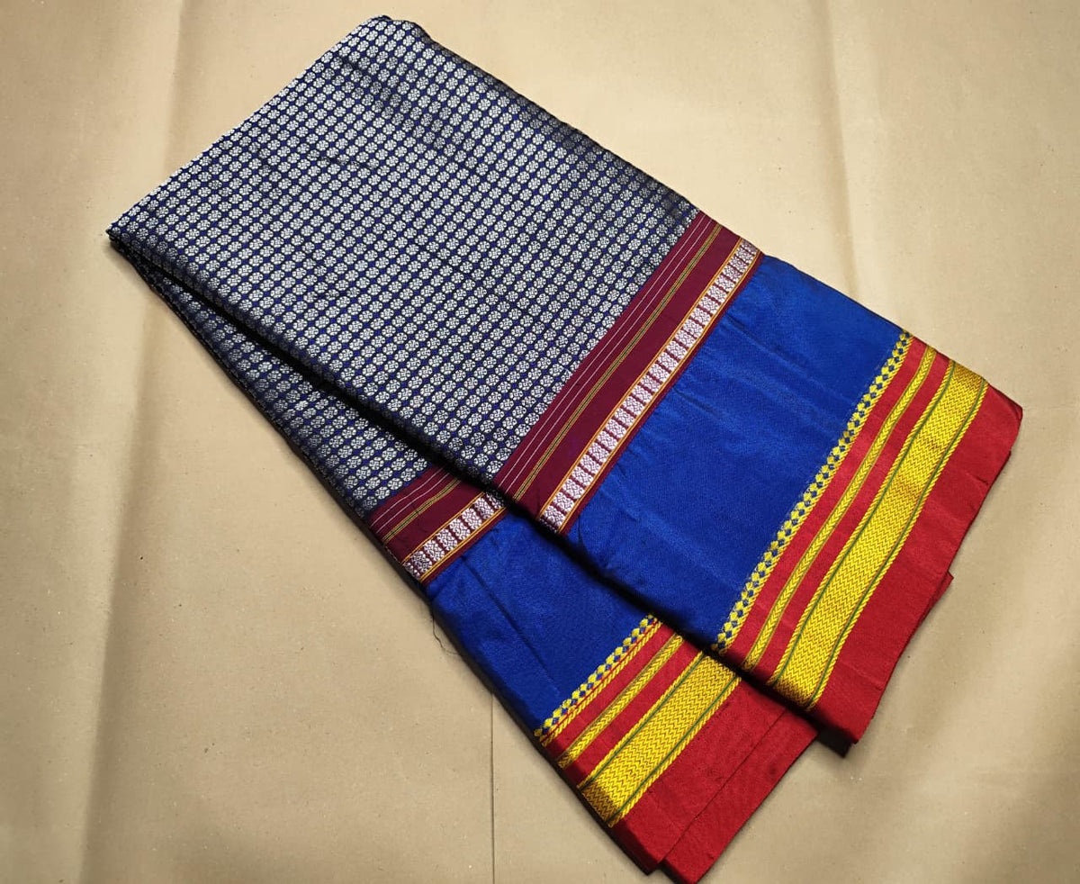 Exclusive Karnataka Ilkal Half & Half Saree in Viscose Cotton with Chikki Paras Border