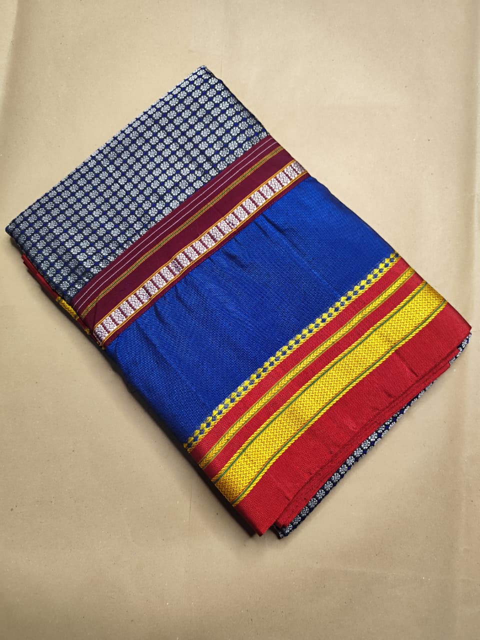 Exclusive Karnataka Ilkal Half & Half Saree in Viscose Cotton with Chikki Paras Border