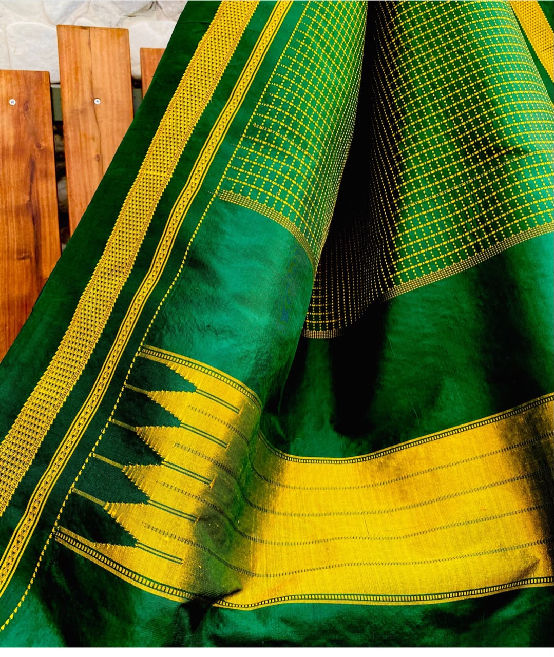 Karnataka Chaduranga Chikki Pure Mulberry Silk Handloom Saree with Pure Zari Tope Teni Pallu