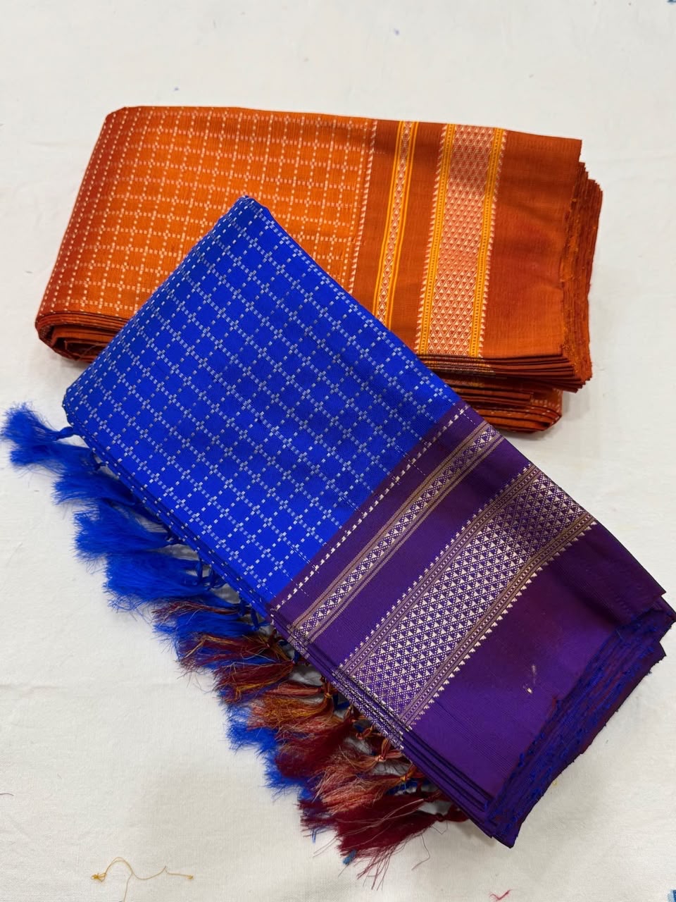 Karnataka Chaduranga Chikki Pure Mulberry Silk Handloom Saree with Pure Zari Tope Teni Pallu