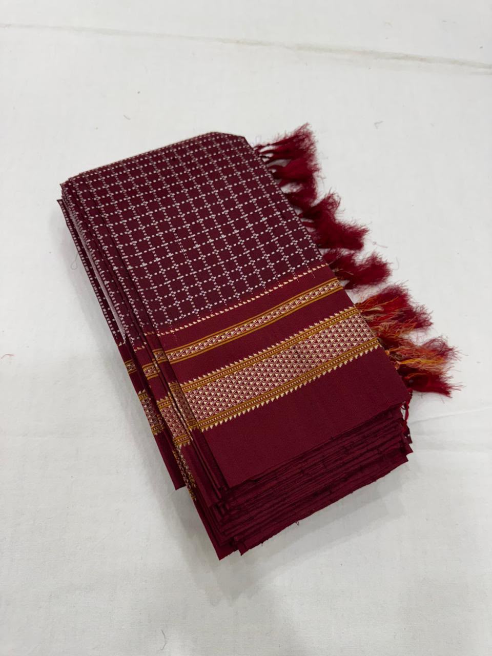 Karnataka Chaduranga Chikki Pure Mulberry Silk Handloom Saree with Pure Zari Tope Teni Pallu