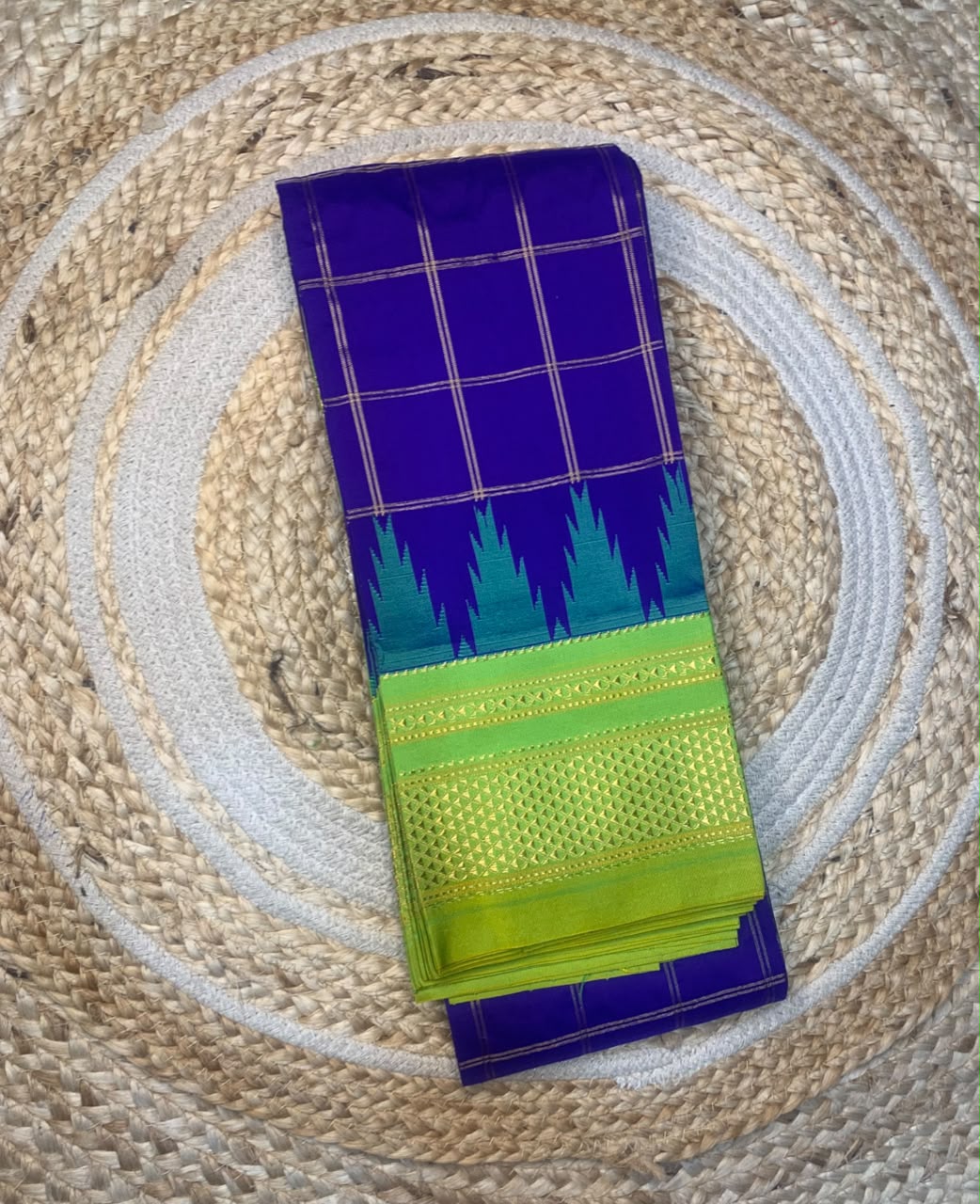Authentic Karnataka Handloom Ilkal Mulberry Semi Silk Temple Border Saree | Pure Silk Tope Pallu