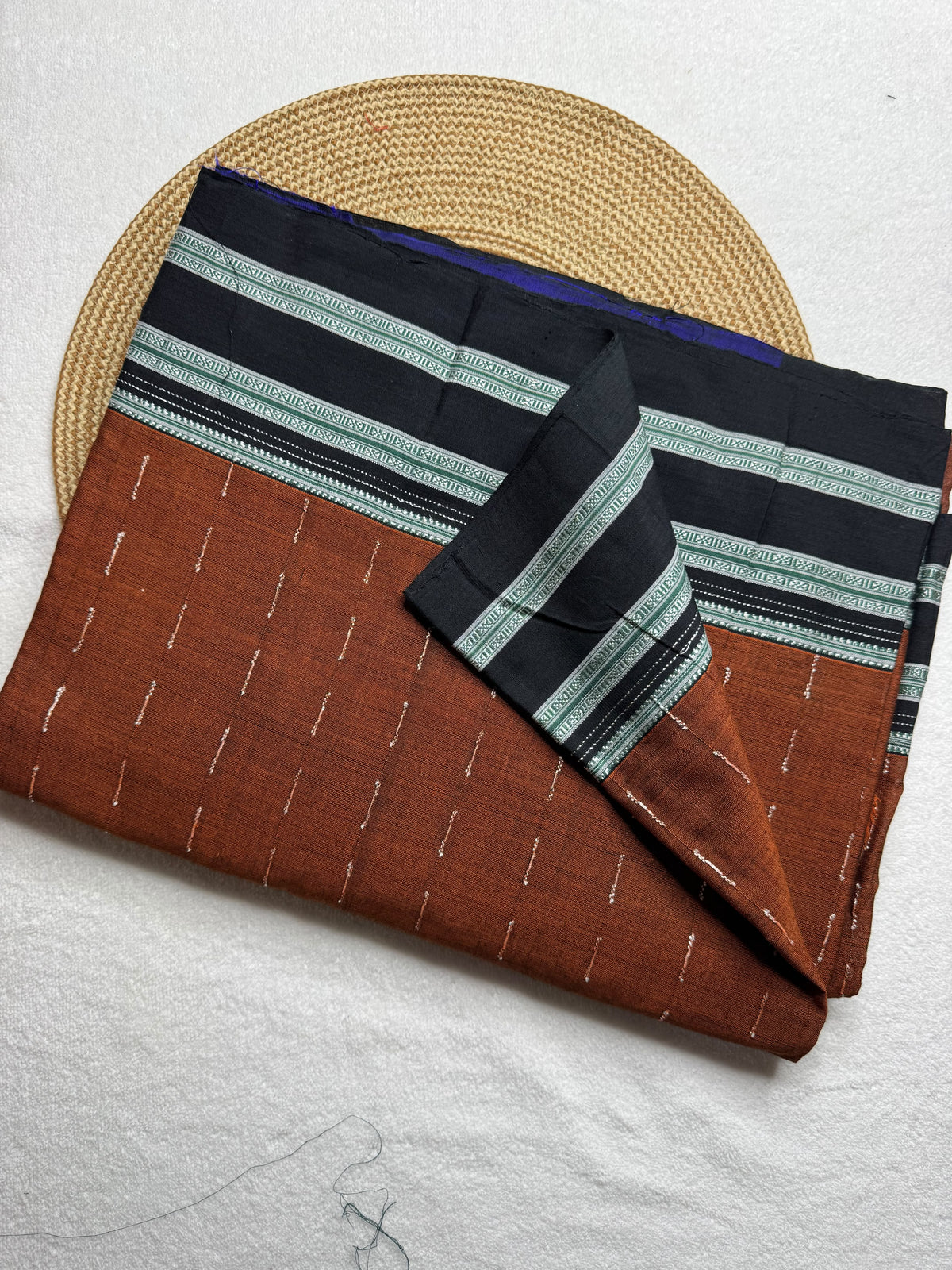 Ilkal Cotton Handloom Check Pattern Saree with Chikki Paras Border and Silk Pallu