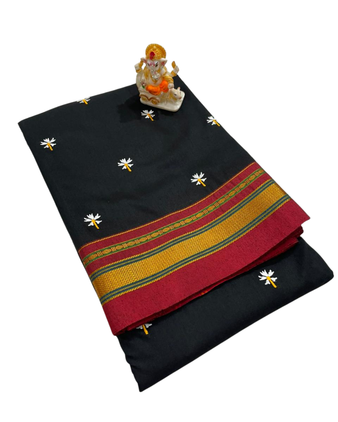 Black Prajakta Phool Ilkal Saree With Kasuti Pallu