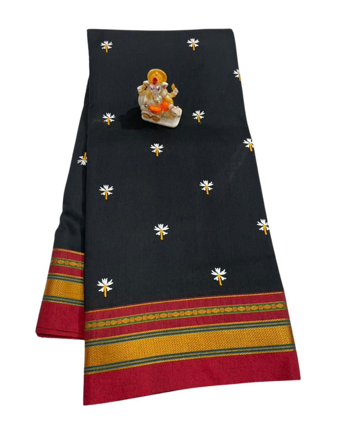 Black Prajakta Phool Ilkal Saree With Kasuti Pallu