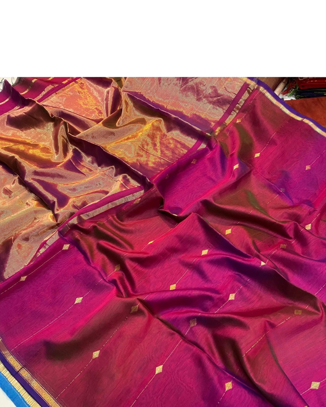 Trending Dual Tone Maheshwari Silk Authentic Handloom Saree