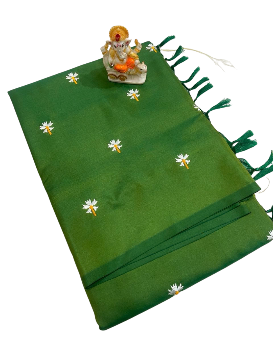 Premium Malai Silk Saree with Prajakta Phool Embroidery Work