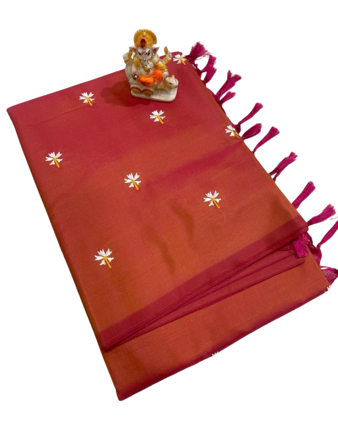 Premium Malai Silk Saree with Prajakta Phool Embroidery Work