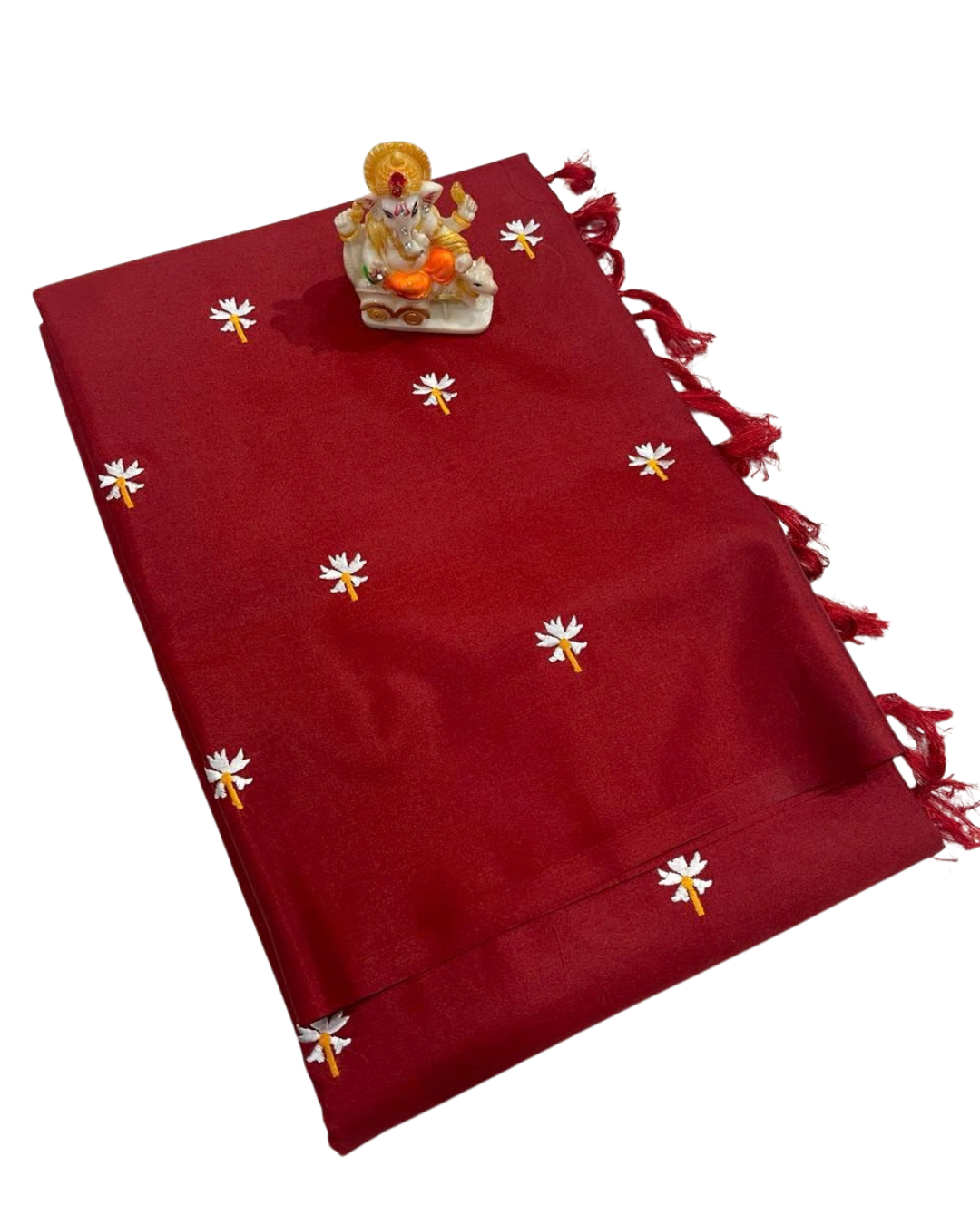 Premium Malai Silk Saree with Prajakta Phool Embroidery Work