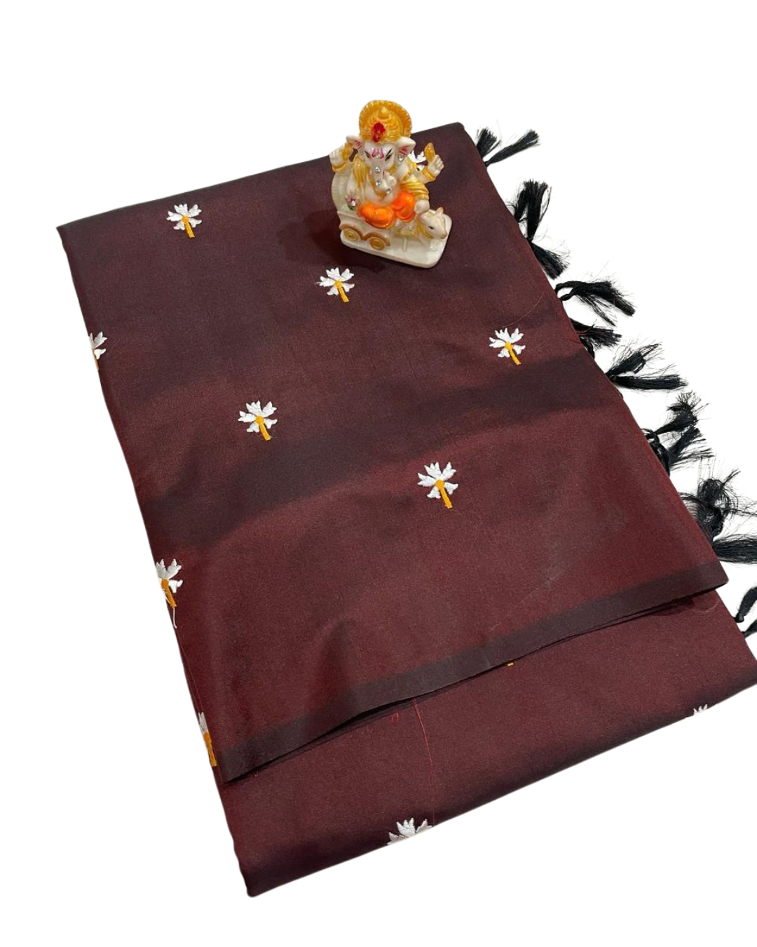 Premium Malai Silk Saree with Prajakta Phool Embroidery Work