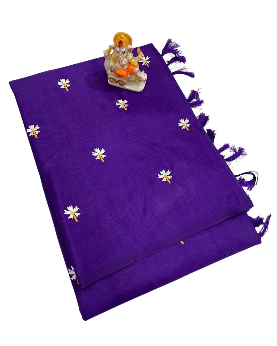 Premium Malai Silk Saree with Prajakta Phool Embroidery Work