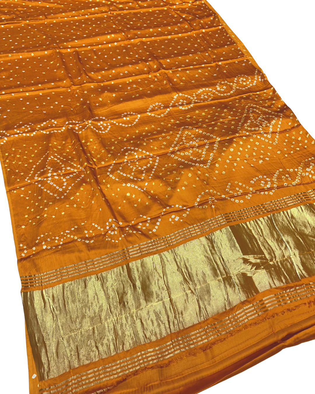 Bandhani Gaji Silk Saree - Ek Dani Lagadi Patta with Blouse & Roll Press