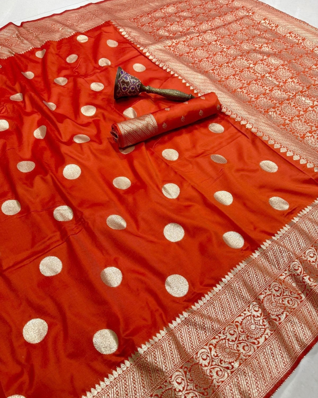 Pure Heavy Silk Banarasi Inspired Saree | Original Gold Zari Weaving | Brocade Blouse