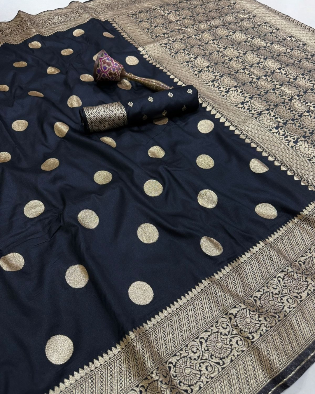 Pure Heavy Silk Banarasi Inspired Saree | Original Gold Zari Weaving | Brocade Blouse