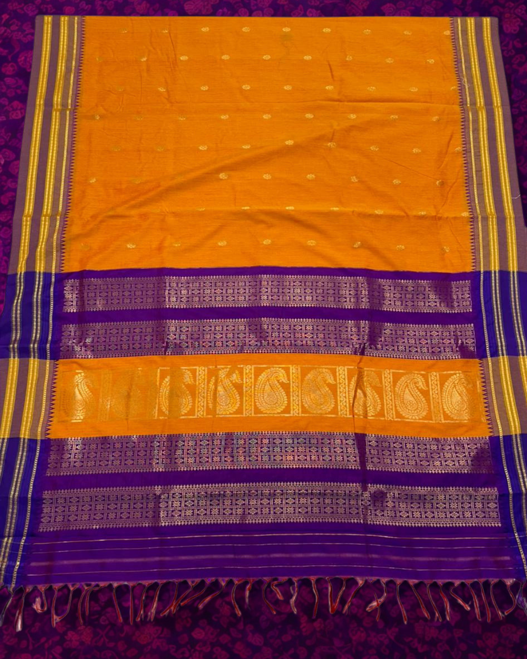 Bestseller Narayanpeth Border Cotton Acrylic Saree With Contrast Meena Pallu