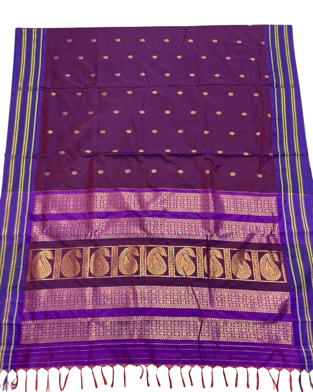 Bestseller Narayanpeth Border Cotton Acrylic Saree With Contrast Meena Pallu
