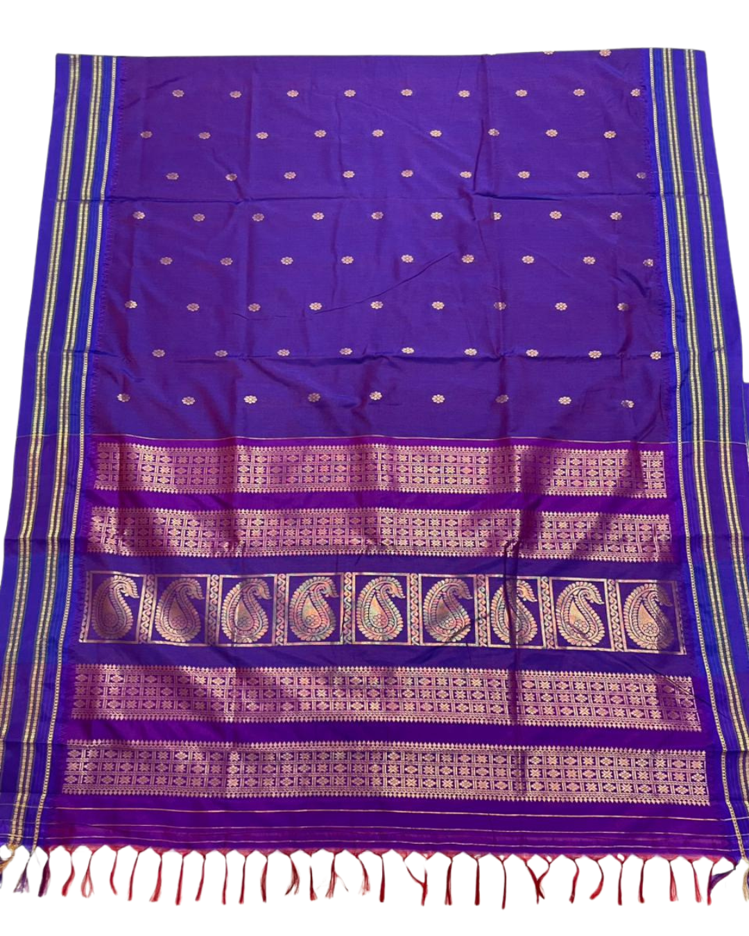 Bestseller Narayanpeth Border Cotton Acrylic Saree With Contrast Meena Pallu