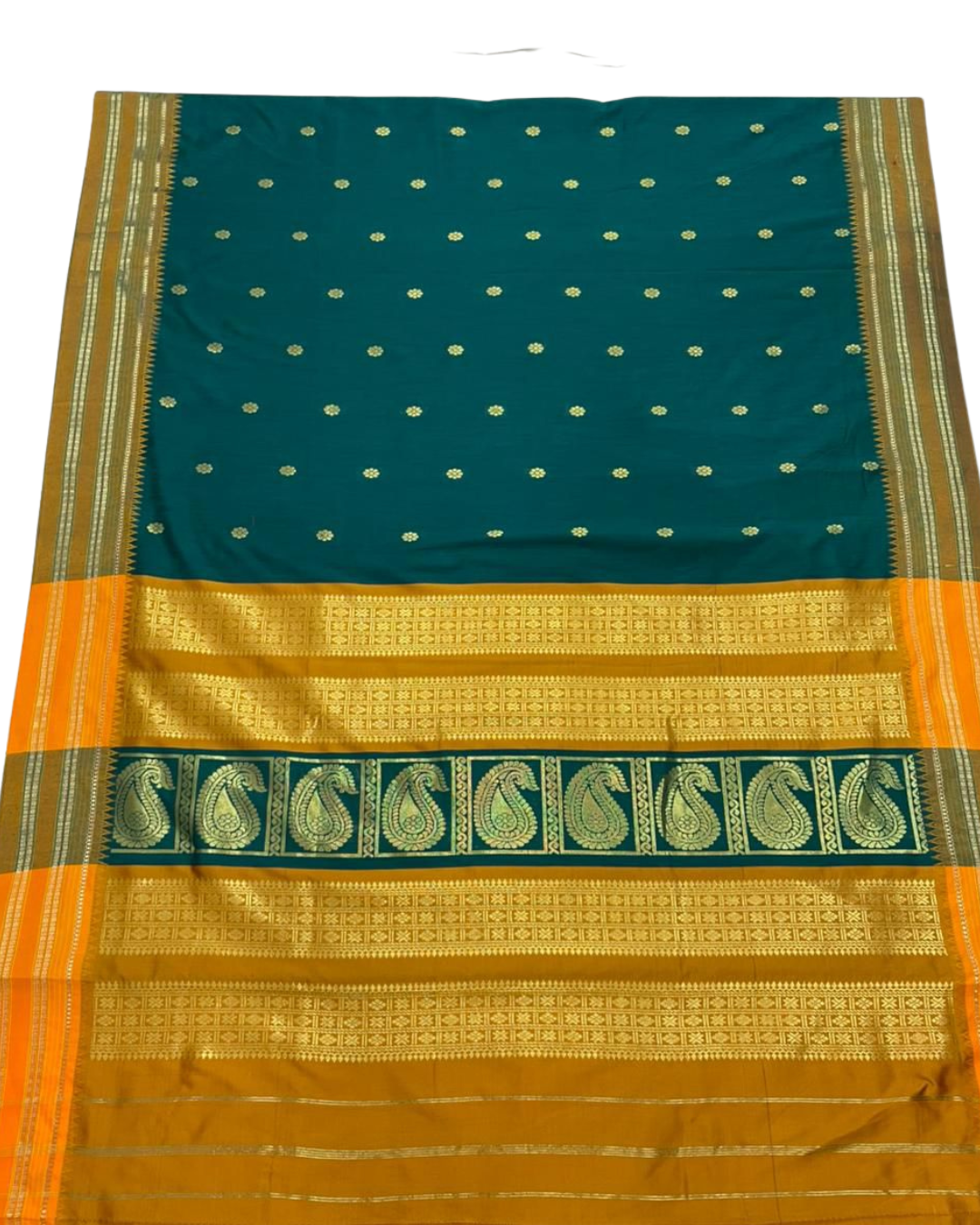 Bestseller Narayanpeth Border Cotton Acrylic Saree With Contrast Meena Pallu