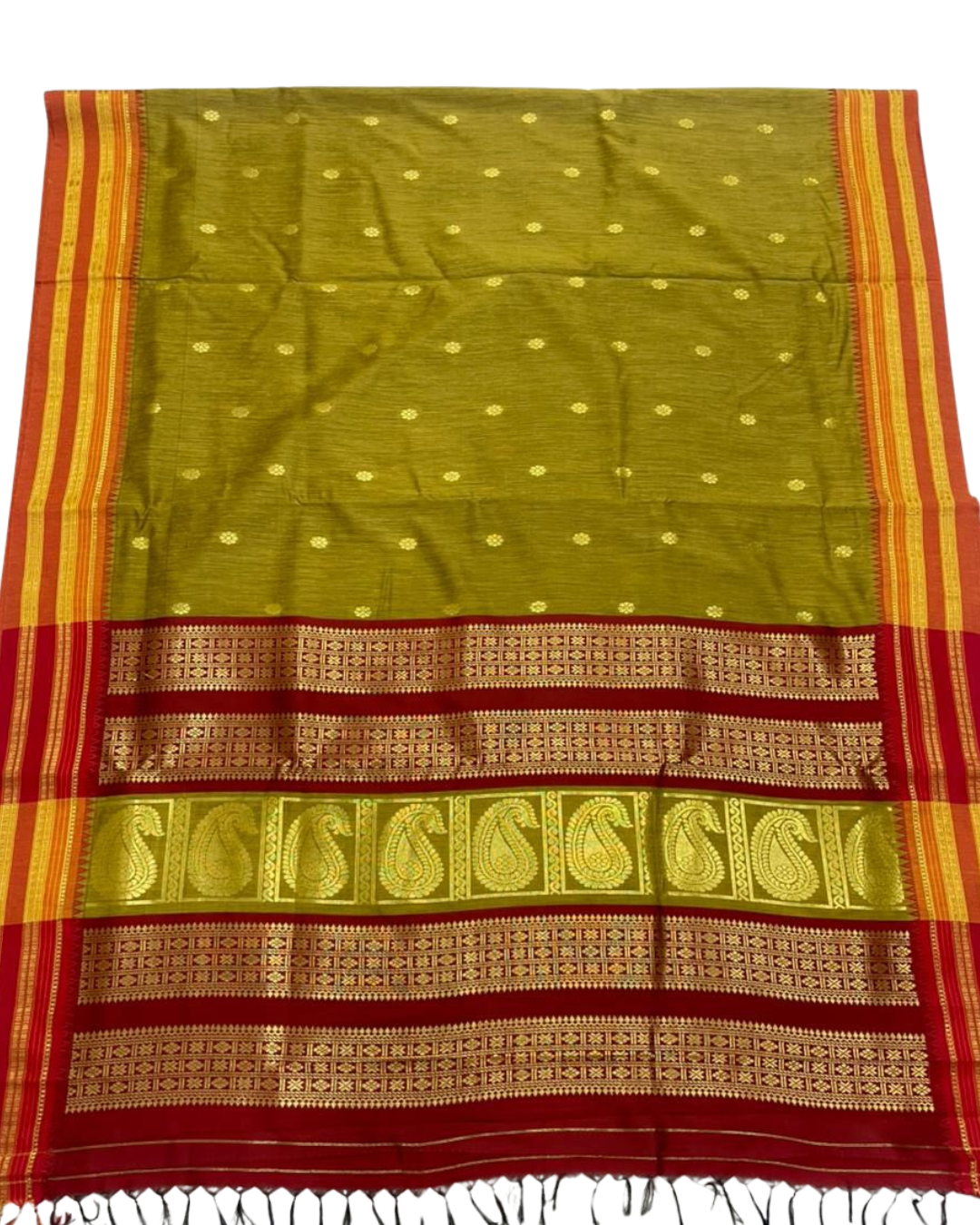 Bestseller Narayanpeth Border Cotton Acrylic Saree With Contrast Meena Pallu
