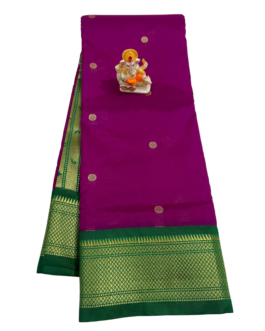 Maharashtra Paithani Soft Silk Saree | Butta Work | Contrast Rich Pallu with Contrast Blouse