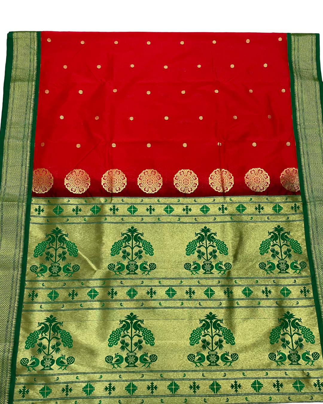 Maharashtra Paithani Soft Silk Saree | Butta Work | Contrast Rich Pallu with Contrast Blouse