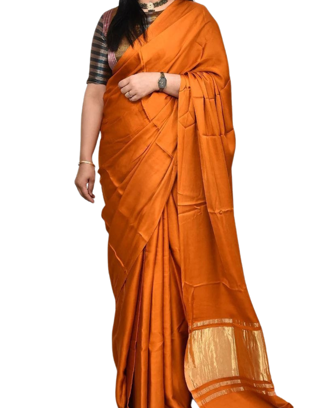 Plain Modal Silk Saree with Zari Edge Pallu