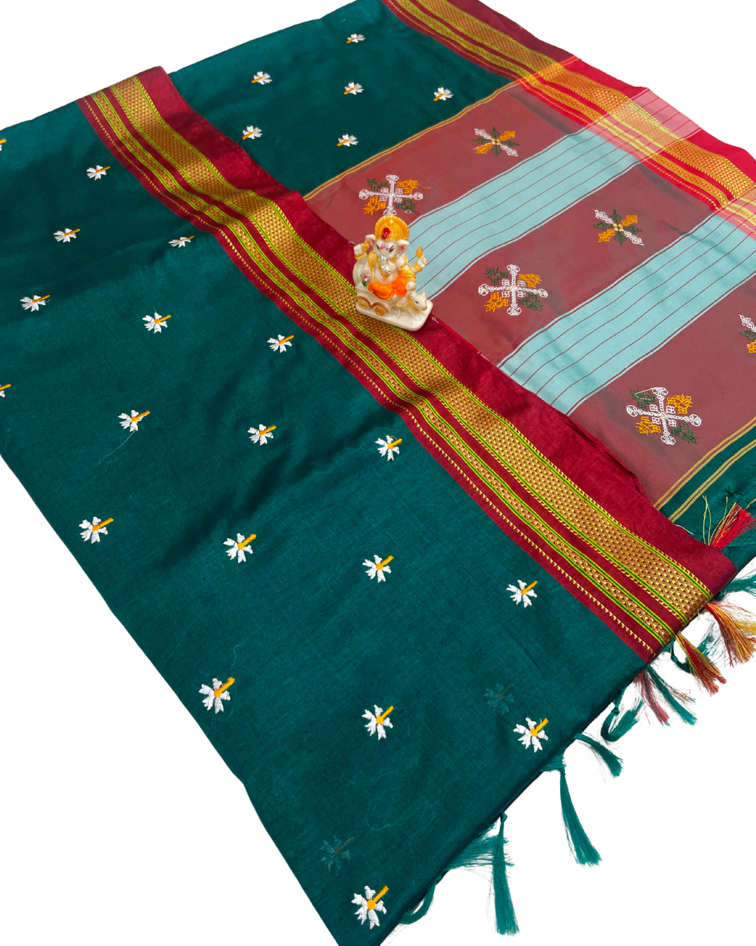 Pure Ilkal Art Silk Prajakta Phool Work Saree