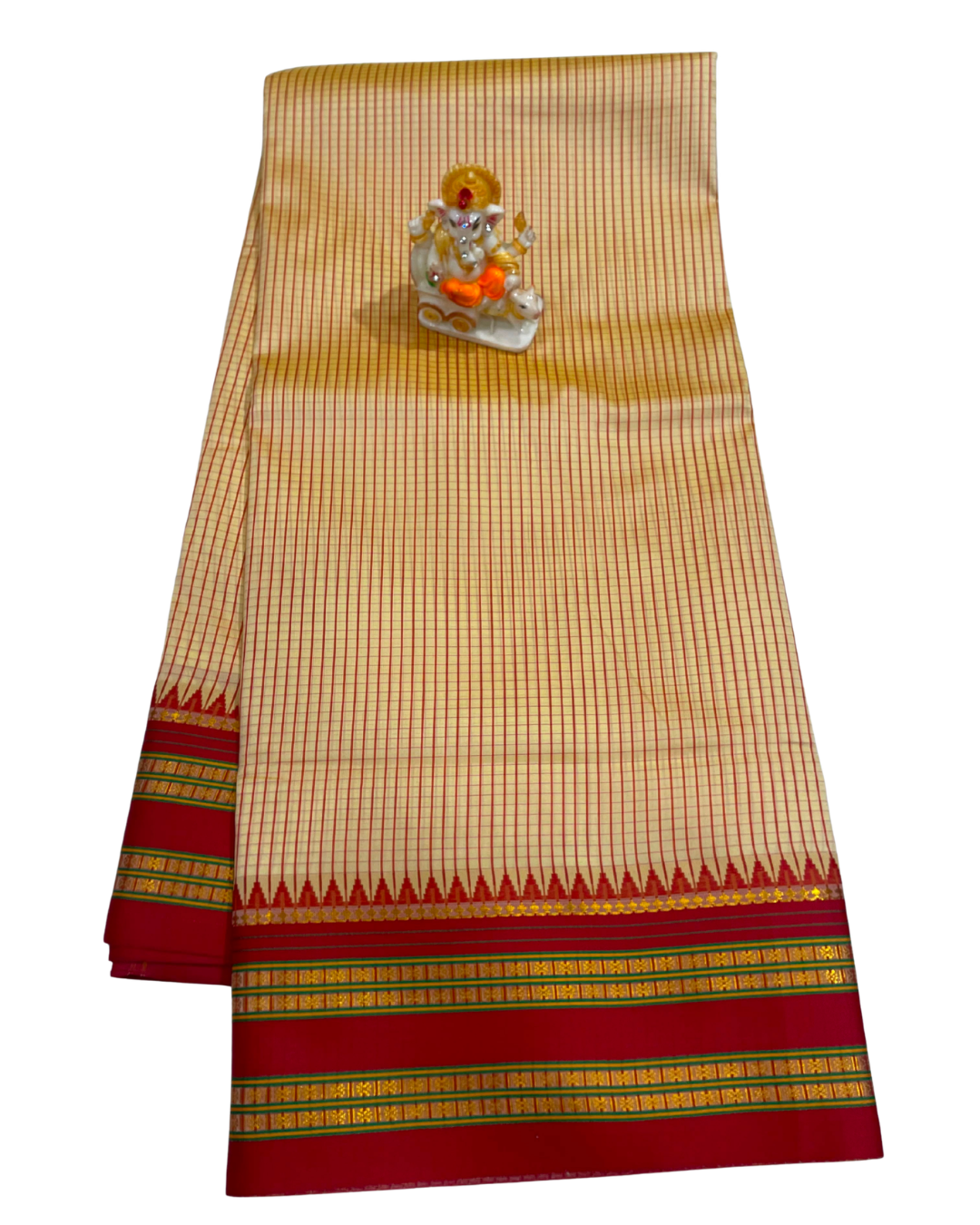 Narayanpet Border Mini Check Soft Catonic Silk Saree