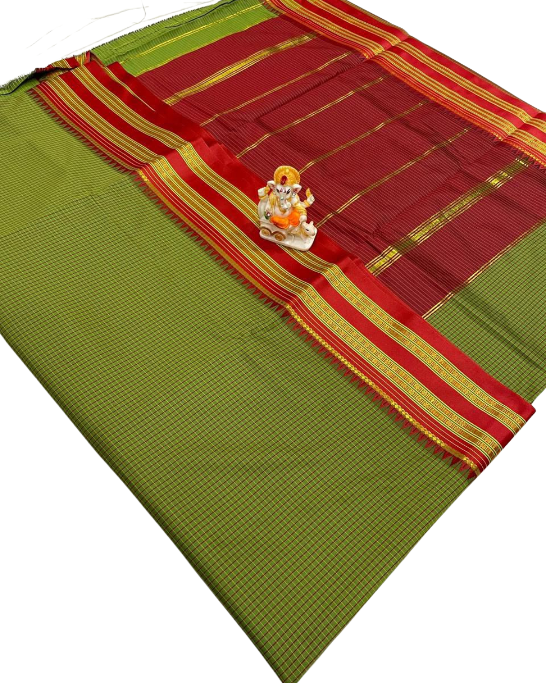 Narayanpet Border Mini Check Soft Catonic Silk Saree