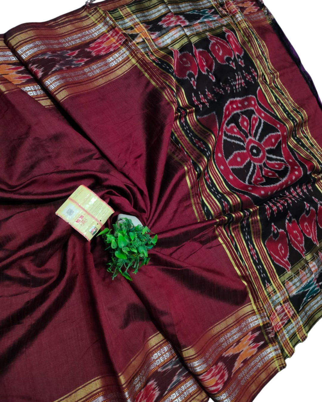 Chhattisgarh Handloom Raw Silk Ikkat Saree | Vidarbha Border & Ikkat Pallu | Silk Mark Certified