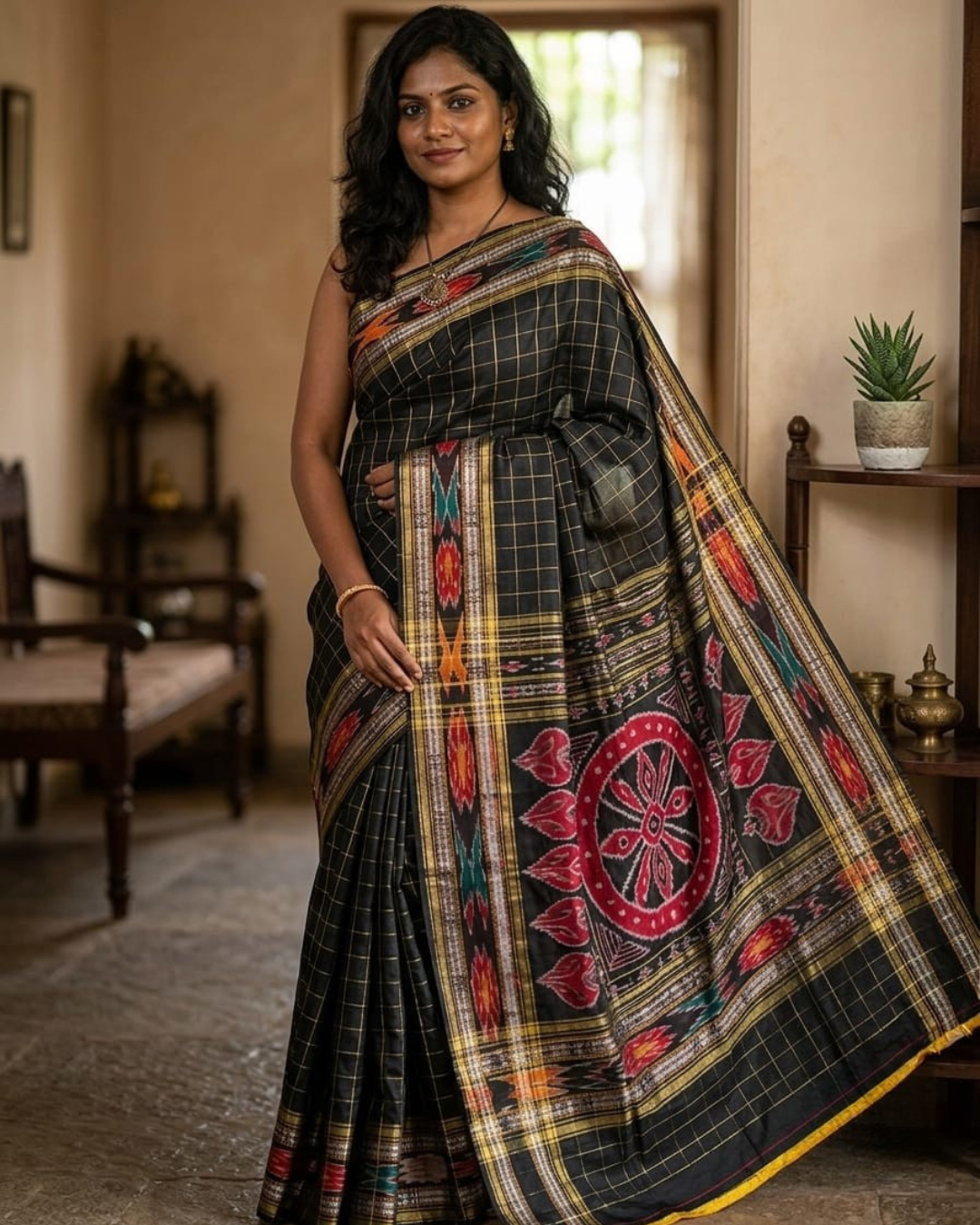 Chhattisgarh Handloom Raw Silk Ikkat Saree | Vidarbha Border & Ikkat Pallu | Silk Mark Certified