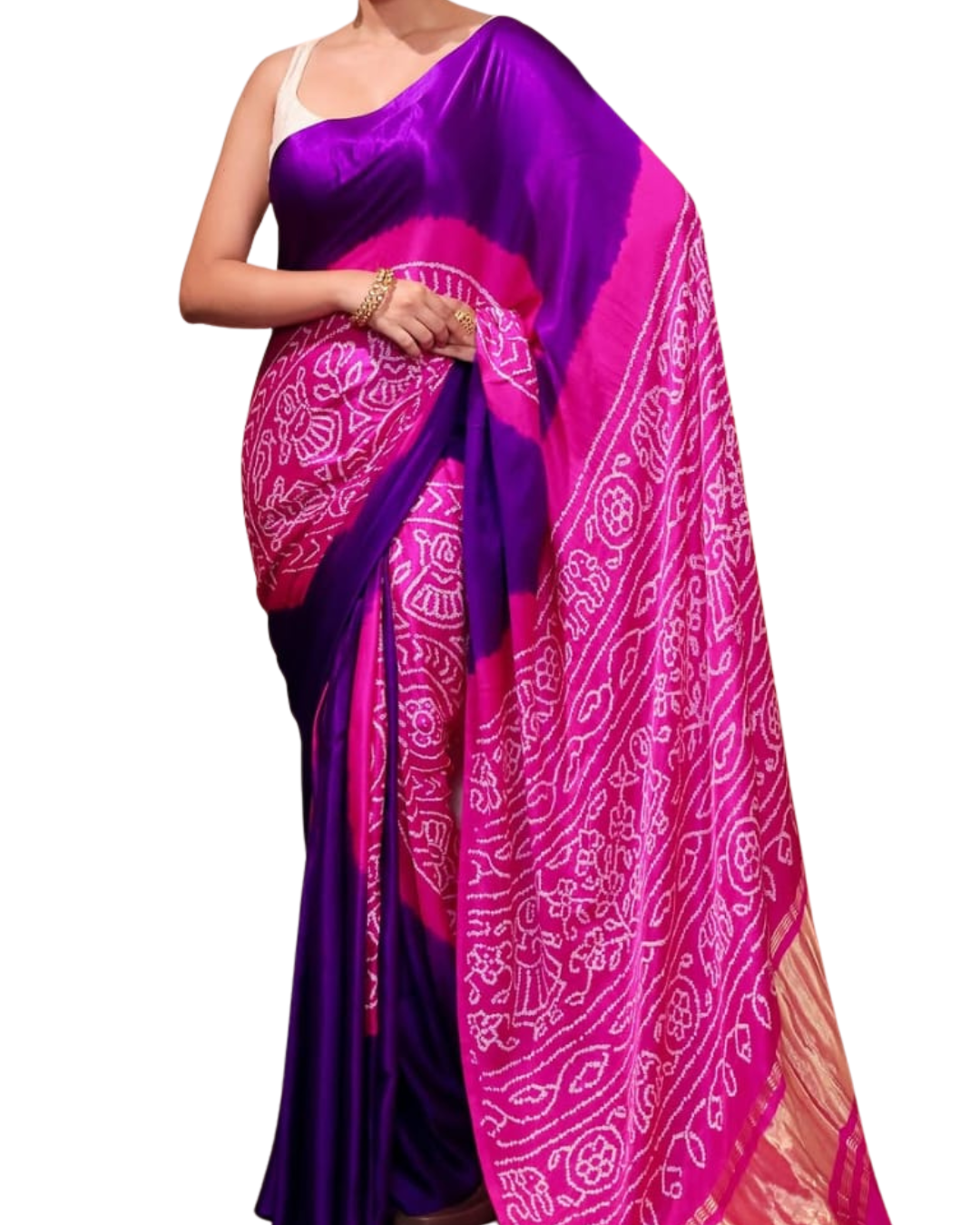 Pure Gaji Silk Rasmandal Bandhani Saree | Fine & Rai Bandhej | Zari Pallu | Authentic Gujarat Handcraft
