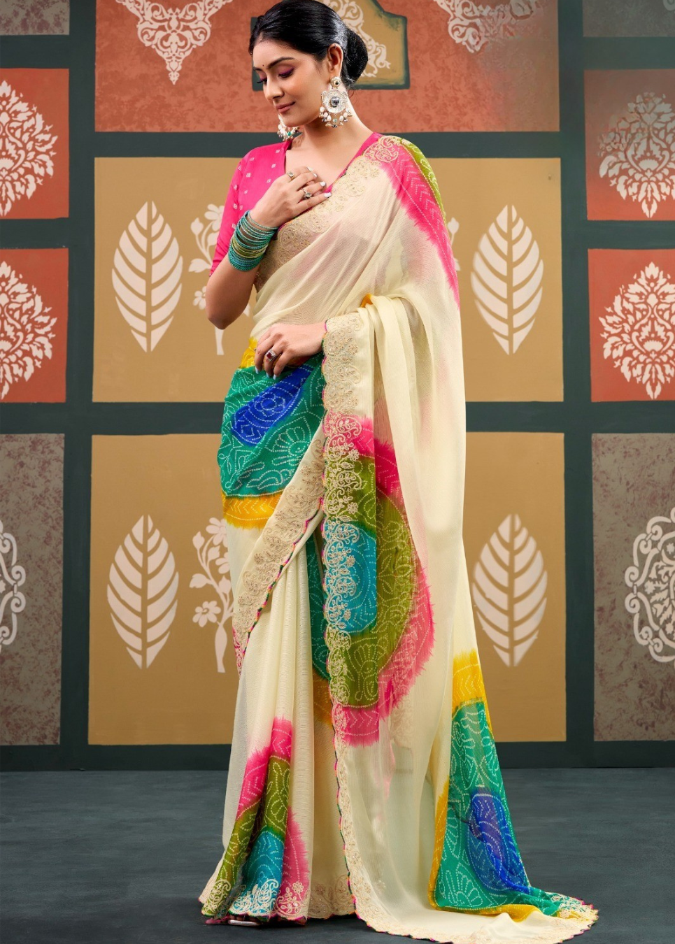 Chiffon Saree with Embroidery Work | Sequin Party Wear Saree