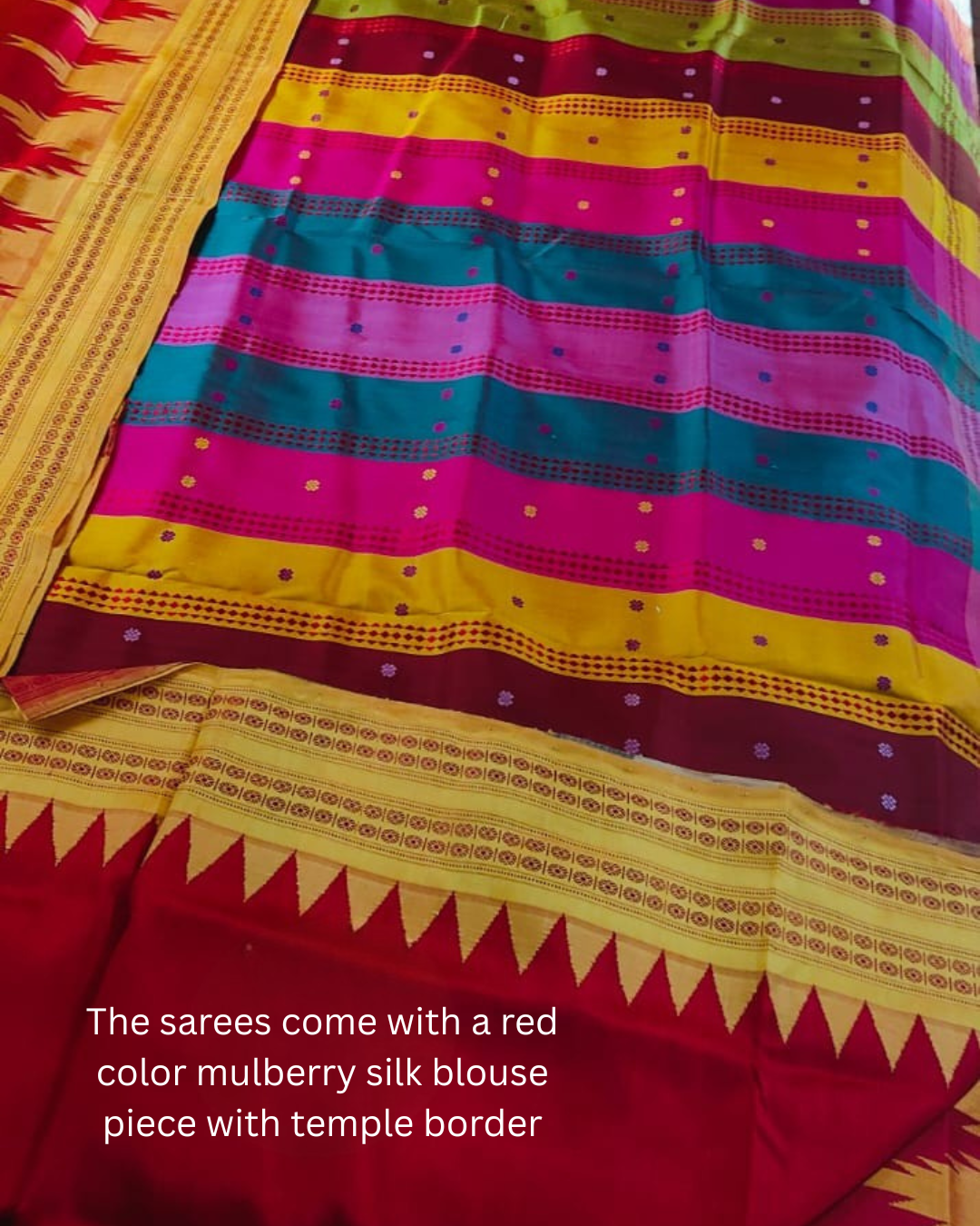 Gorgeous Red Berhampuri Double Palla Silk Authentic Odisha Handloom Saree