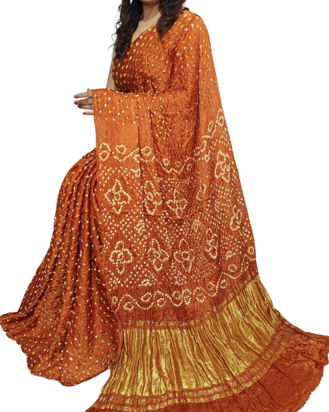 Original Bandhej Modal Silk Saree – Premium Bandhni Dye With Blouse Piece