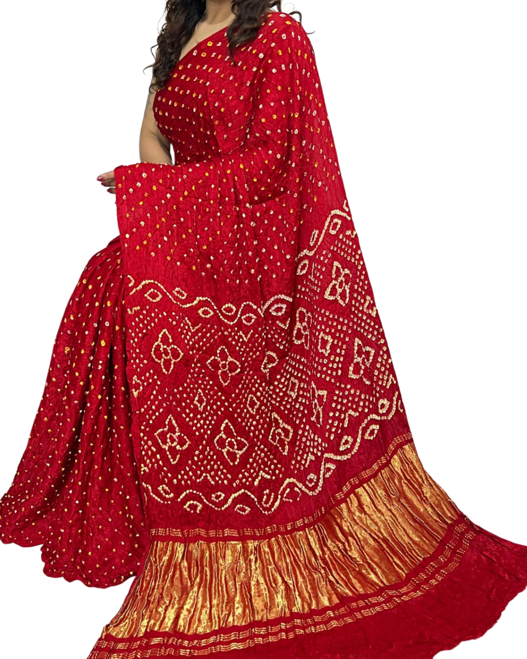 Original Bandhej Modal Silk Saree – Premium Bandhni Dye With Blouse Piece