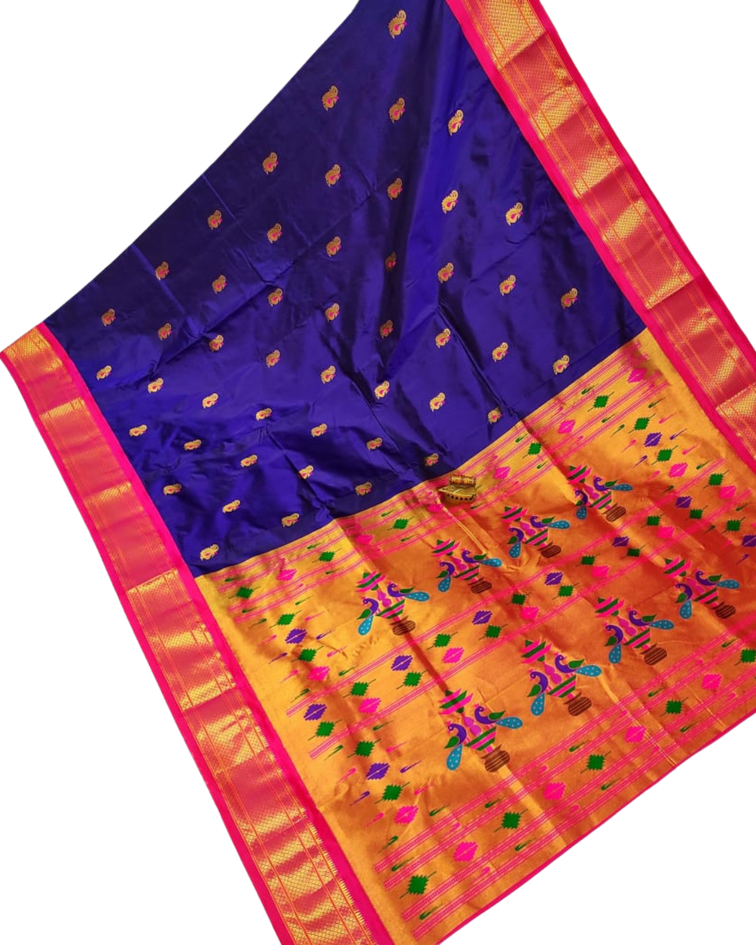 Pure Silk Kadiyal Maharani Paithani Saree with Peacock Butta
