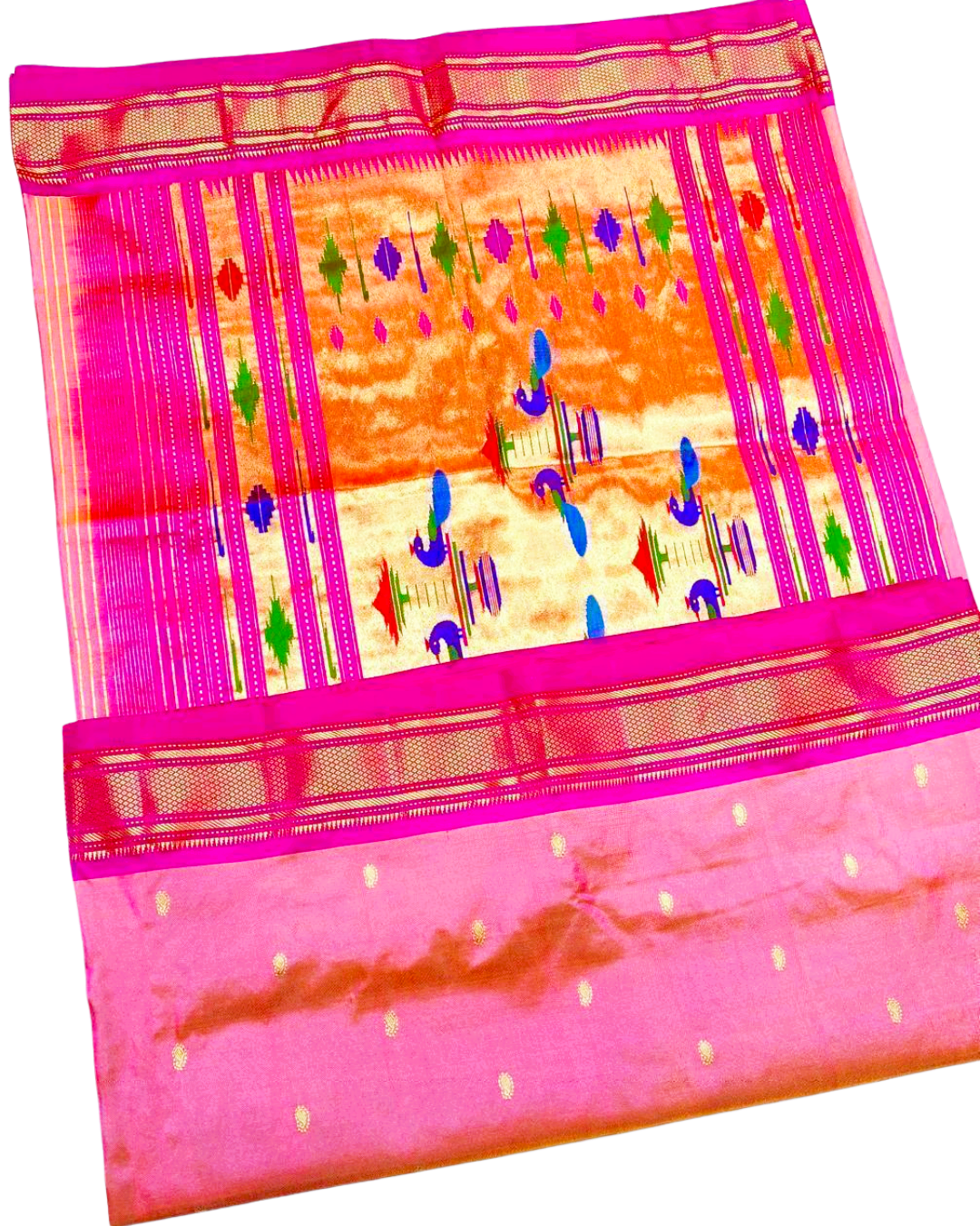 Festive Pink Pure Silk Authentic Handloom Yeola Paithani Saree