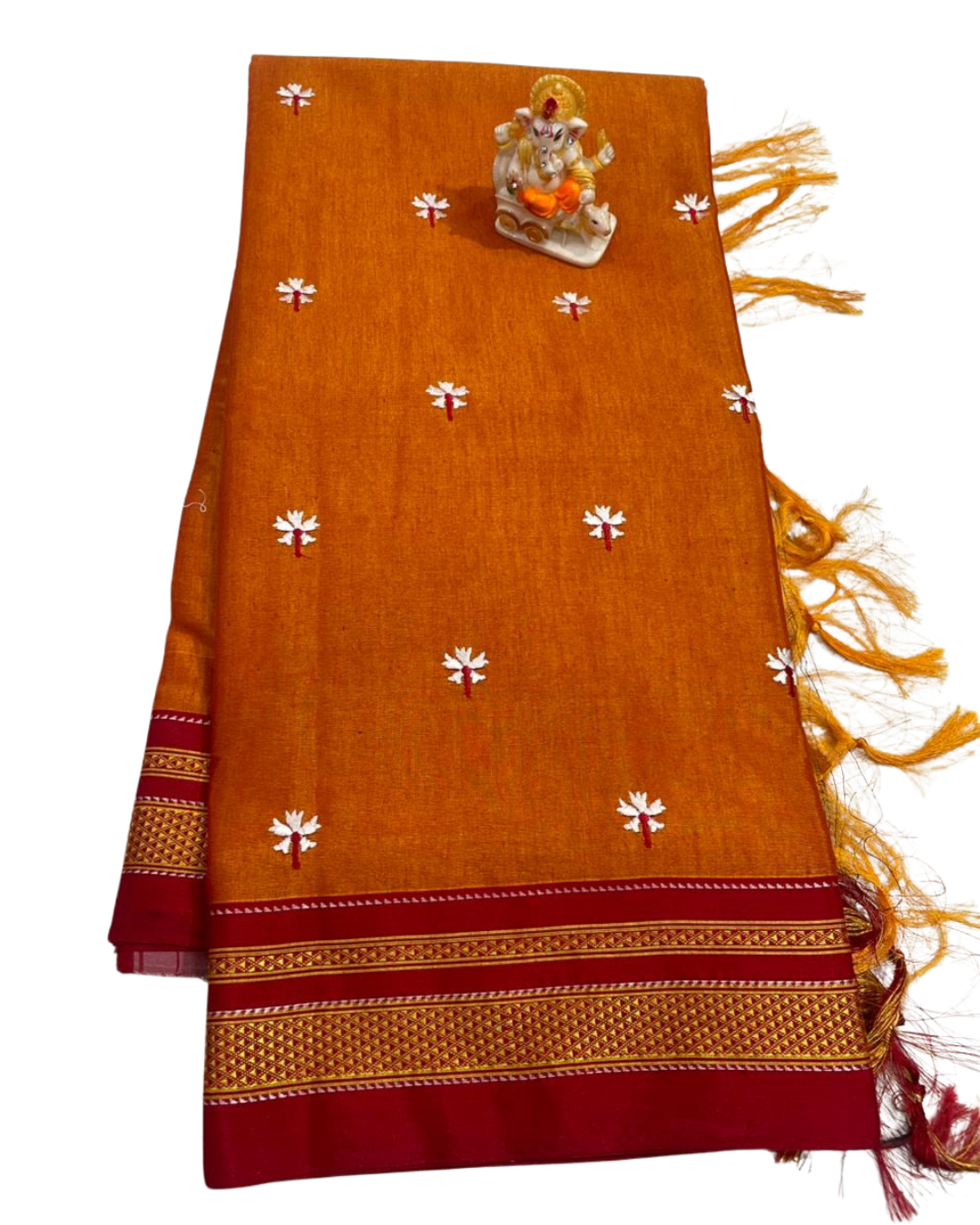 Prajakta Phool Work Ilkal Saree – Pure Ilkal Art Silk with Kasuti Lining Pallu & Rich Border