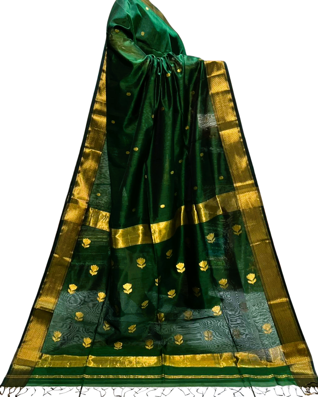 Pure Maheshwari Silk Handwoven Lotus Buta Pallu Saree