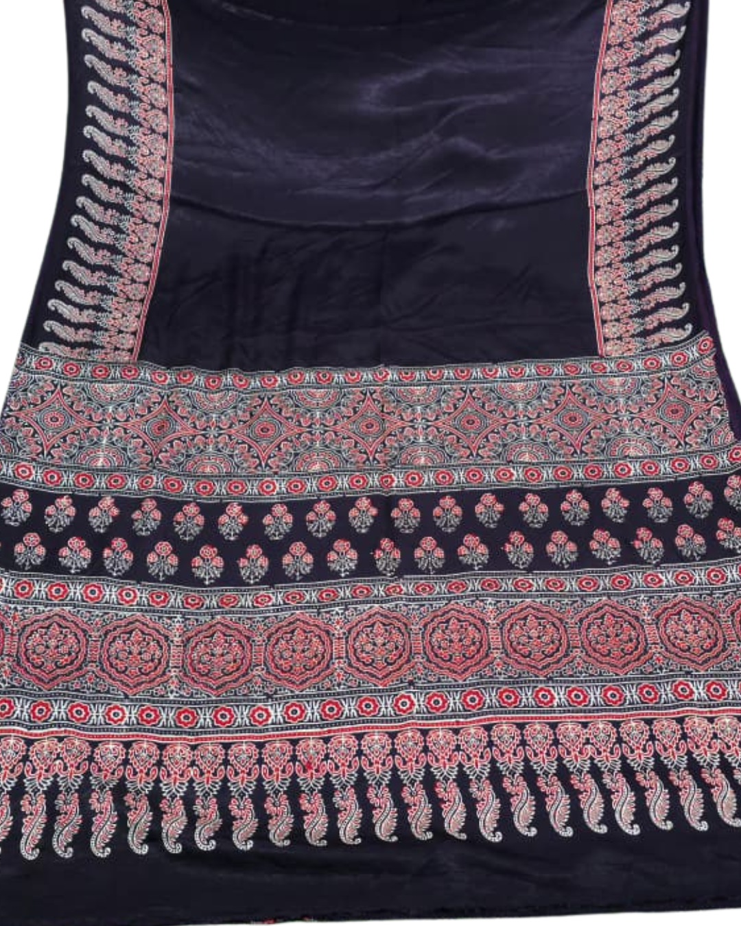 Pure Modal Silk Ajrakh Handblock Printed Saree