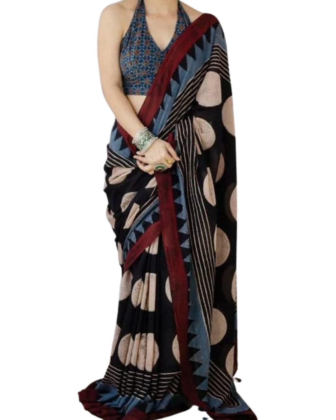 Pure Ajrakh Modal Silk Saree — Premium Handblock Printed Collection