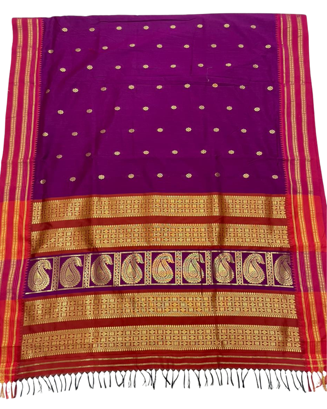 Narayanpeth Border Saree With Contrast Meena Rich Pallu
