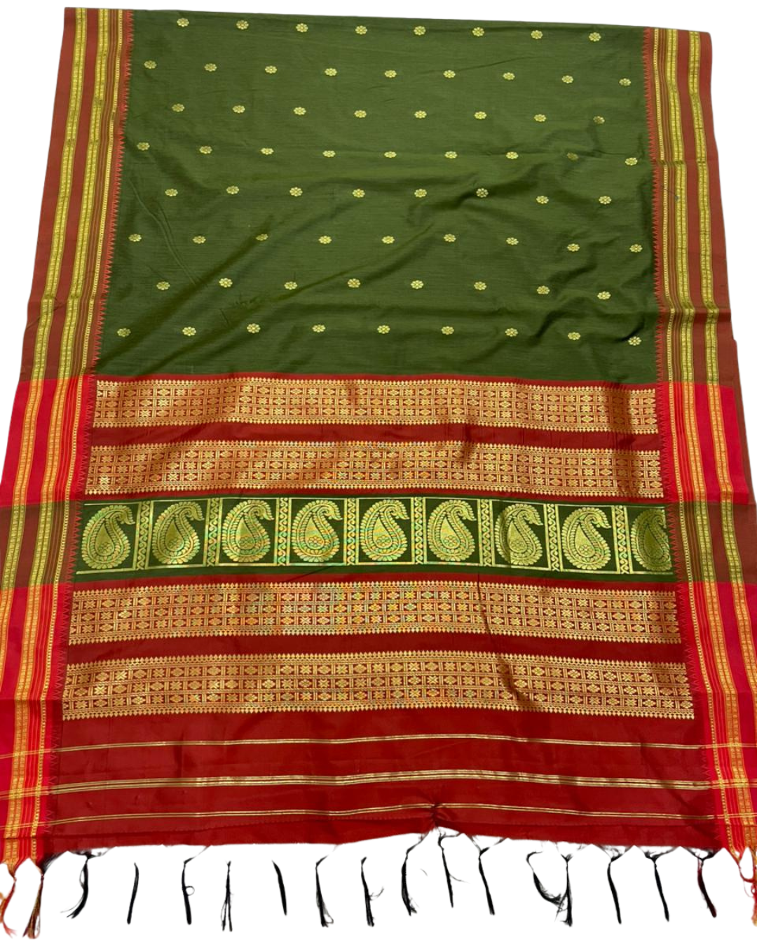 Narayanpeth Border Saree With Contrast Meena Rich Pallu