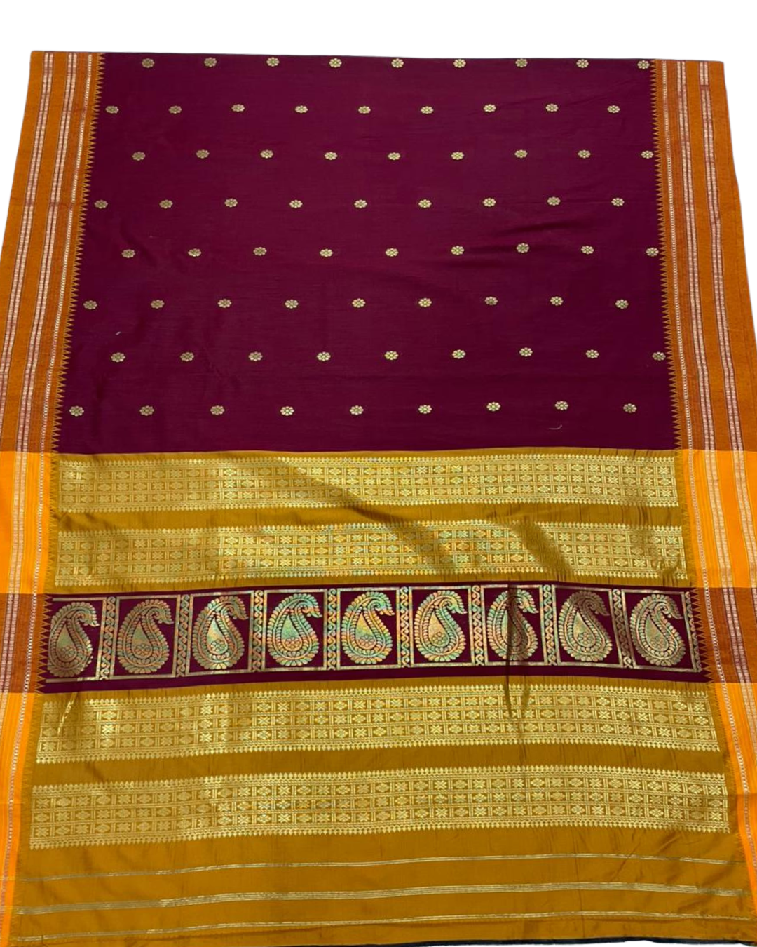 Narayanpeth Border Saree With Contrast Meena Rich Pallu